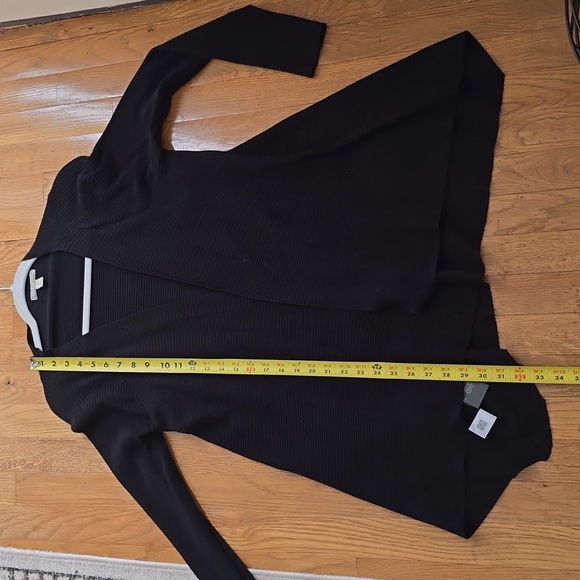 DANA BUCHMAN BRAND WOMEN'S LONG BLACK OPEN CARDIGAN SIZE MEDIUM - Picture 10 of 13